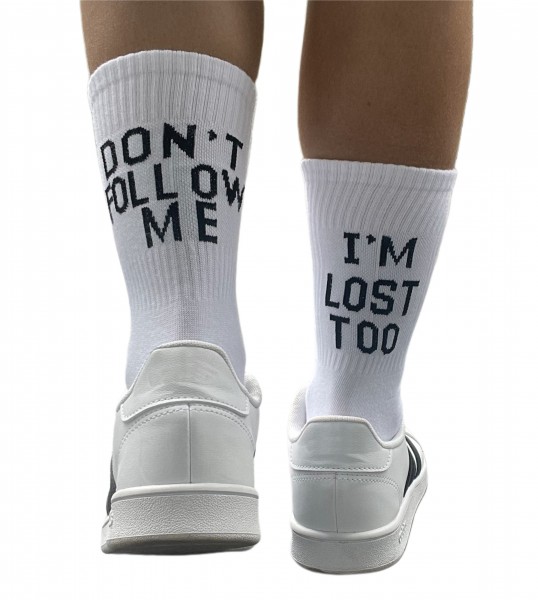 Sport-Socken DON´T FOLLOW ME, I´M LOST TOO, weiß