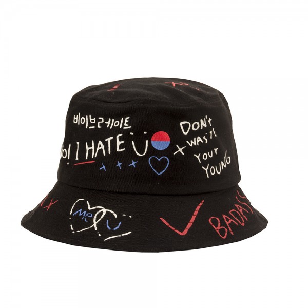 Bucket-Hat / Anglerhut &quot;I HATE XXX&quot;, schwarz