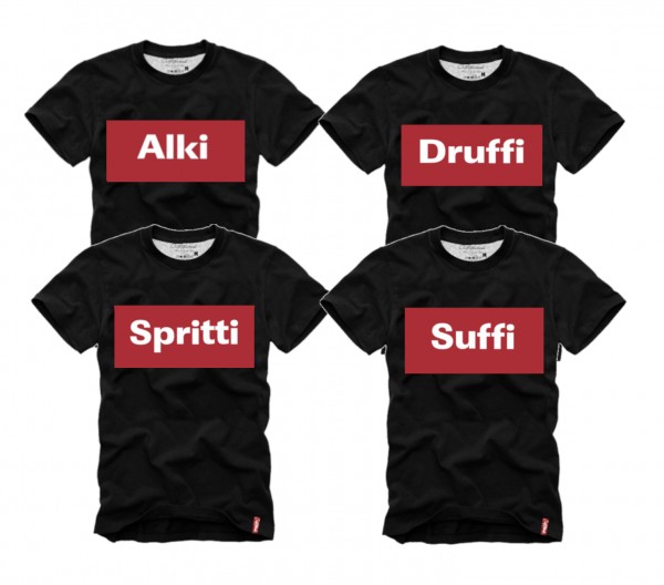 Shirt ALKI, DRUFFI, SPRITTI oder SUFFI, schwarz