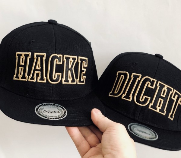 Snapback Cap SET &quot;HACKE DICHT&quot;, schwarz/gold